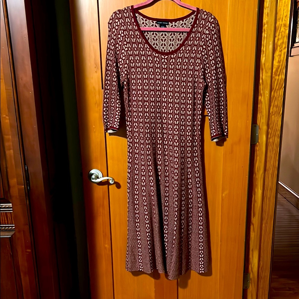 Lauren Hansen Katia Intarsia Sweater Dress, Size Large, EUC!